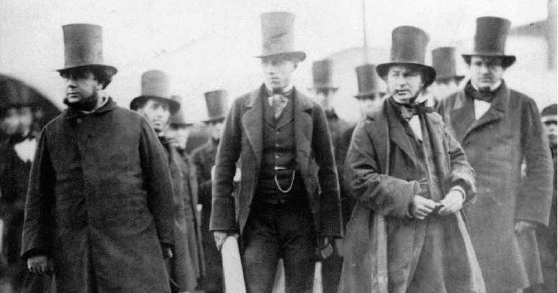 John Scott Russell, Henry Wakefield, Isambard Kingdom Brunel and Lord Derby at the launching of Great Eastern.