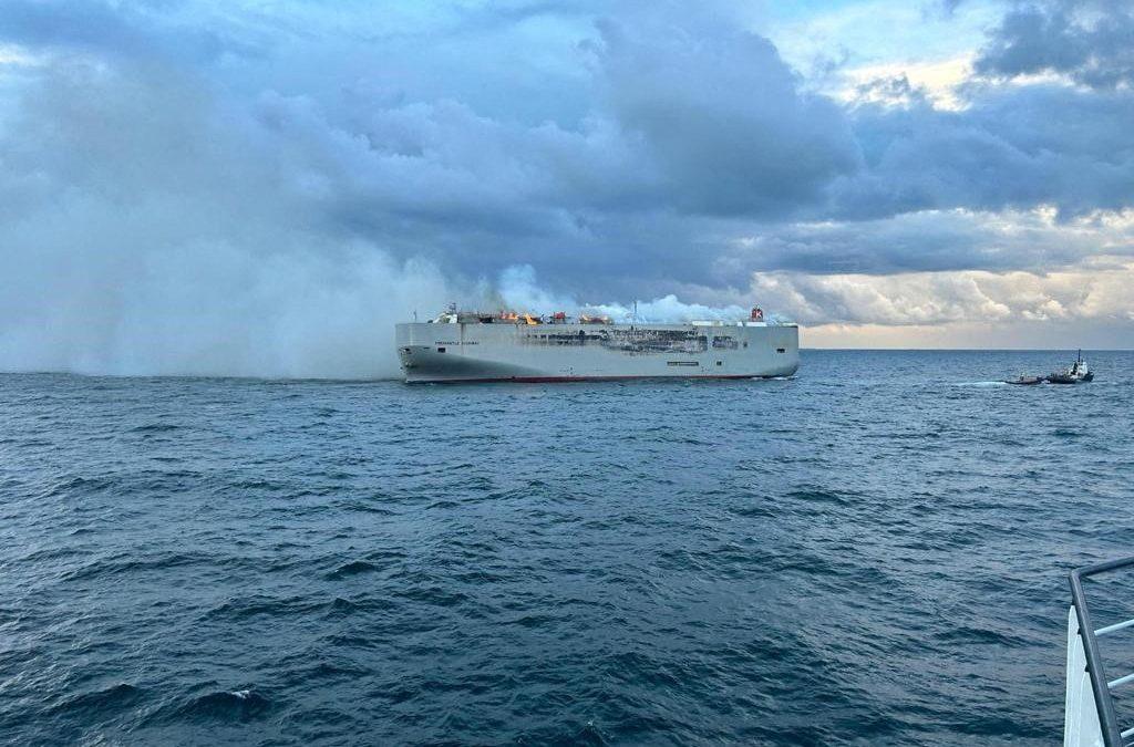 Car carrier fire off Dutch coast leaves one dead, several injured