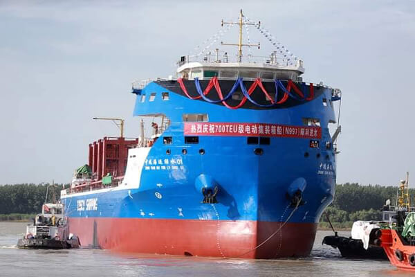 COSCO launches battery-powered container ship, with second in production