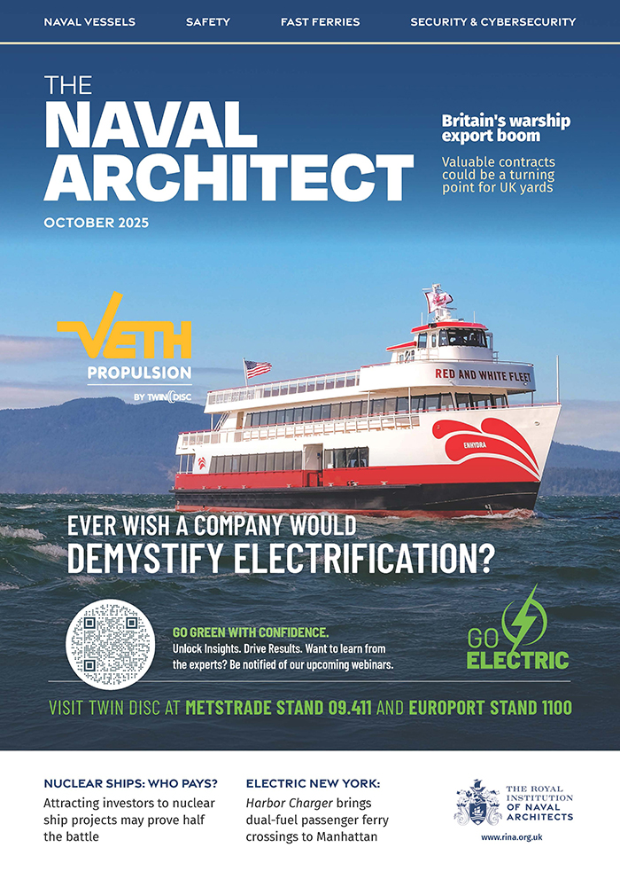 TNA_OCT 25_Front cover The Naval Architect May 2025 front cover